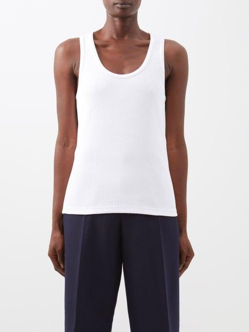 Bottega Veneta - Scoop-neck Ribbed Jersey Tank Top - Womens - White