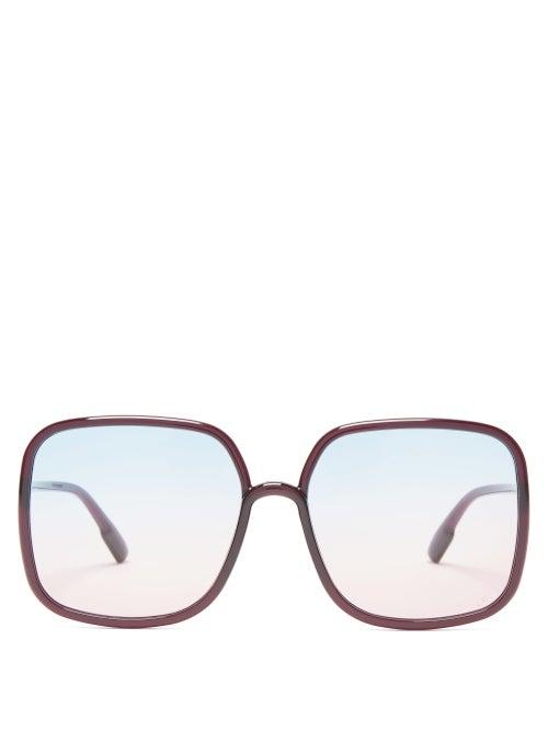 Matchesfashion.com Dior Eyewear - Diorsostellaire1 Square Acetate Sunglasses - Womens - Burgundy Multi