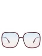 Matchesfashion.com Dior Eyewear - Diorsostellaire1 Square Acetate Sunglasses - Womens - Burgundy Multi