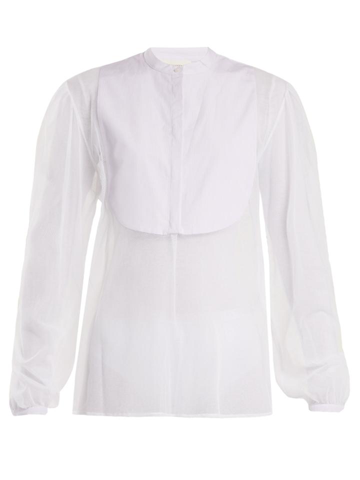 Isa Arfen Striped-bib Tulle Shirt