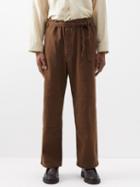 Lemaire - Tie-waist Cotton-twill Straight-leg Trousers - Mens - Brown