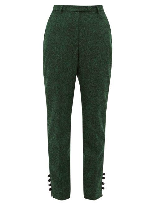Matchesfashion.com Erdem - Bernadina Felt Trousers - Womens - Green Multi
