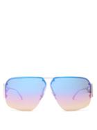 Matchesfashion.com Bottega Veneta - Rimless Metal Aviator Sunglasses - Womens - Silver Multi
