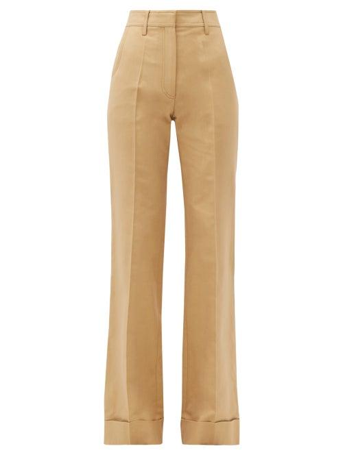 Matchesfashion.com Victoria Beckham - High-rise Cotton-blend Trousers - Womens - Beige