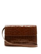 Matchesfashion.com By Far - Crossover Crocodile Effect Leather Shoulder Bag - Womens - Brown