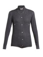 Matchesfashion.com Vetements - Denim Shirt Print High Neck Body - Womens - Dark Grey