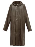 Matchesfashion.com Vetements - Logo Embossed Hooded Leather Raincoat - Womens - Khaki