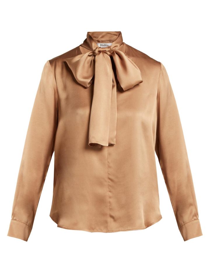 Max Mara Lignano Pussy-bow Silk-satin Blouse