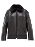 Matchesfashion.com Balenciaga - Faux Shearling Lined Leather Aviator Jacket - Womens - Black