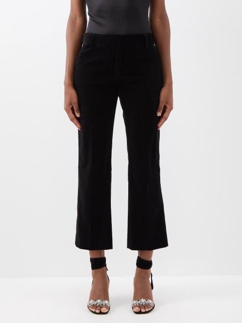 Frame - Le Crop Velvet Suit Trousers - Womens - Black