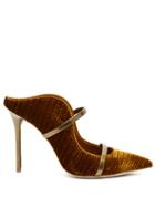 Matchesfashion.com Malone Souliers - Maureen Embossed Velvet Pumps - Womens - Gold