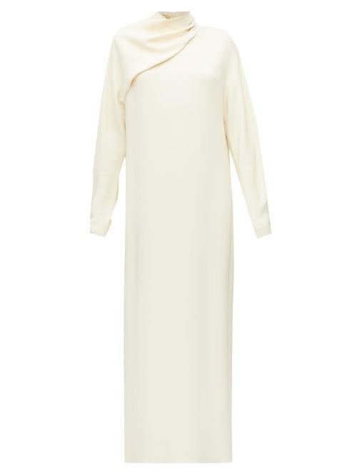 Matchesfashion.com The Row - Vali Draped-neck Cady Maxi Dress - Womens - Cream