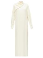 Matchesfashion.com The Row - Vali Draped-neck Cady Maxi Dress - Womens - Cream