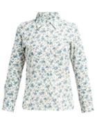 Matchesfashion.com D'ascoli - Tabriz Floral Print Cotton Shirt - Womens - Blue Print