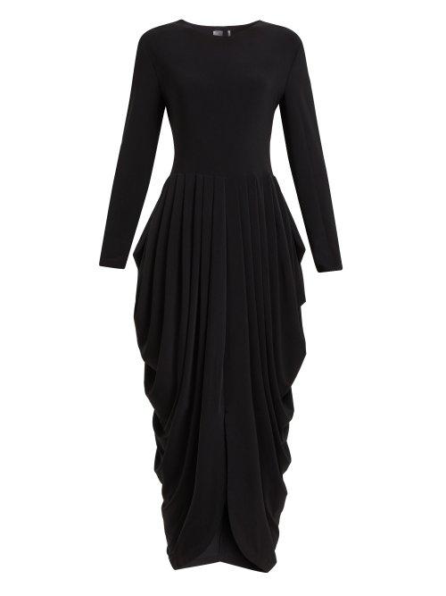 Matchesfashion.com Norma Kamali - Waterfall Pleated Jersey Dress - Womens - Black