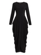 Matchesfashion.com Norma Kamali - Waterfall Pleated Jersey Dress - Womens - Black