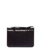 Matchesfashion.com Neil Barrett - Logo Print Zipped Leather Pouch - Mens - Black