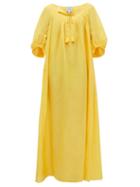 Matchesfashion.com Thierry Colson - Eva Metallic Cotton-blend Kaftan Dress - Womens - Yellow