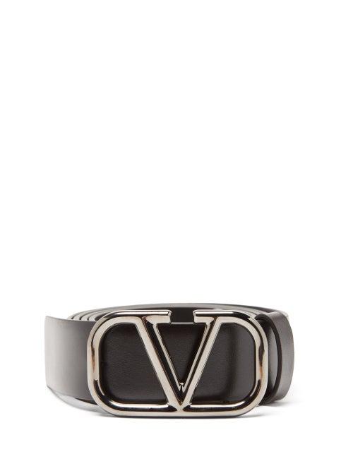 Mens Accessories Valentino Garavani - V-logo Leather Belt - Mens - Black