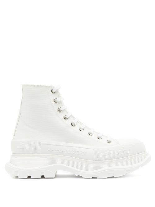 Matchesfashion.com Alexander Mcqueen - Chunky-sole High-top Canvas Trainers - Mens - White