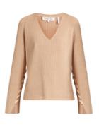 Helmut Lang Lace-sleeve V-neck Wool And Cashmere-blend Sweater