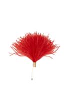 Matchesfashion.com Hillier Bartley - Gold Plated Ostrich Feather Brooch - Womens - Red