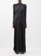Paco Rabanne - Crystal-embellished Satin Maxi Dress - Womens - Black