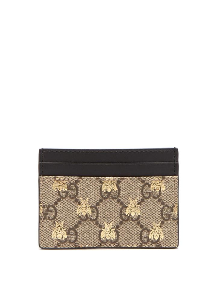 Gucci Gg Supreme Logo And Bee Cardholder