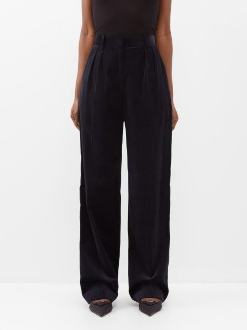 Raey - Cotton And Cashmere-blend Corduroy Trousers - Womens - Navy