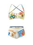 Matchesfashion.com Etro - Mondello Nautical-print Underwired Bikini - Womens - White Print