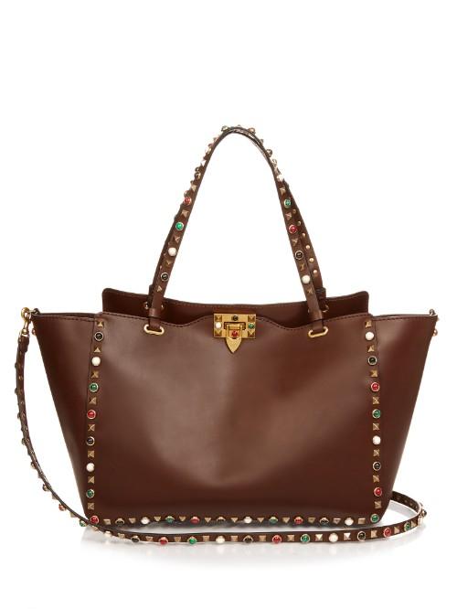 Valentino Rockstud Rolling Leather Tote