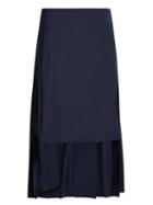 Matchesfashion.com Chlo - Pleated Silk Midi Skirt - Womens - Navy