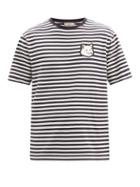 Matchesfashion.com Maison Kitsun - Marin Fox Head-patch Striped Jersey T-shirt - Mens - Navy White