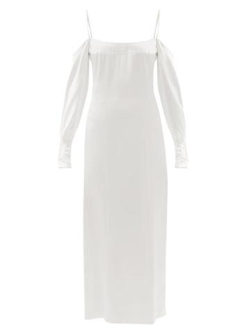 Matchesfashion.com Galvan - Valencia Off-the-shoulder Silk-satin Dress - Womens - White