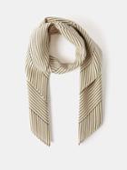 Toteme - Striped Monogram-print Silk-twill Scarf - Womens - Cream Stripe