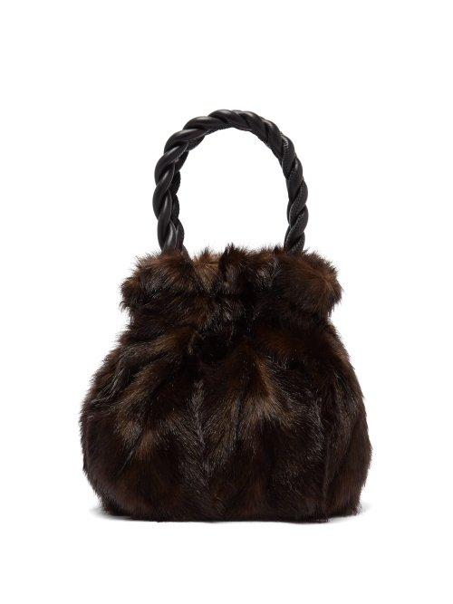 Matchesfashion.com Staud - Grace Faux Fur Trimmed Leather Bag - Womens - Brown