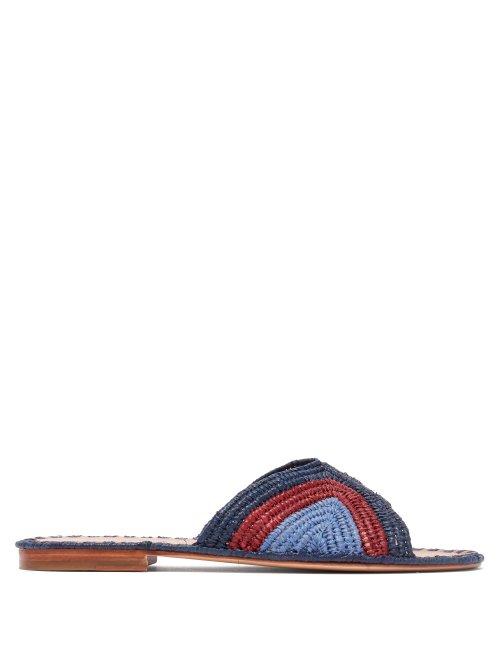 Matchesfashion.com Carrie Forbes - Salon Raffia Slides - Womens - Burgundy Navy