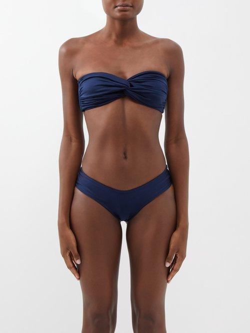 Sara Cristina - Wave Gathered Bandeau Bikini Top - Womens - Navy