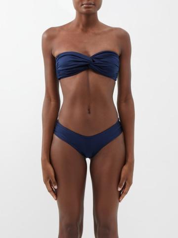 Sara Cristina - Wave Gathered Bandeau Bikini Top - Womens - Navy