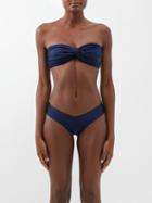 Sara Cristina - Wave Gathered Bandeau Bikini Top - Womens - Navy