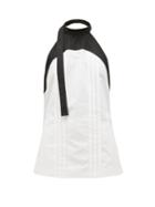 Matchesfashion.com Loewe - Panelled Halterneck Cotton-poplin Blouse - Womens - White Black