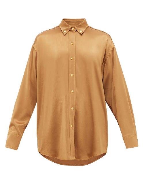 Matchesfashion.com Sies Marjan - Kiki Oversized Satin Shirt - Womens - Brown