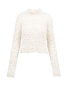 Loewe - Sequinned High-neck Tulle-yarn Sweater - Womens - White Multi