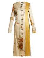Matchesfashion.com Kwaidan Editions - Vallens Raw Edge Floral Print Dress - Womens - Beige Multi