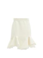Matchesfashion.com Alexander Mcqueen - Lace-trim Ruffled Wool-blend Cady Skirt - Womens - Ivory