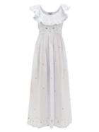 Matchesfashion.com Thierry Colson - Milos Floral-embroidered Cotton-voile Dress - Womens - Light Blue
