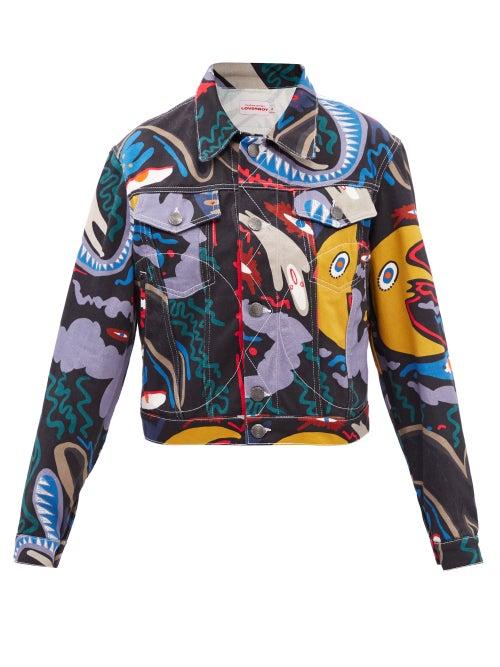 Charles Jeffrey Loverboy - Moon Abstract-print Denim Jacket - Womens - Black Multi