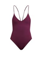 Matchesfashion.com Dos Gardenias - Dark Star Scoop Neck Swimsuit - Womens - Burgundy