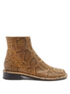 Matchesfashion.com Proenza Schouler - Boyd Python-effect Leather Ankle Boots - Womens - Beige Multi