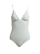 Matchesfashion.com Marysia - Santa Clara Scallop Edged Swimsuit - Womens - Light Blue